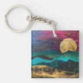 Abstract Fantasie Maanlandschap Tweezijdig Acryl Sleutelhanger (Voorkant)