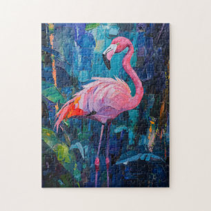 Abstract flamingoschilderij legpuzzel