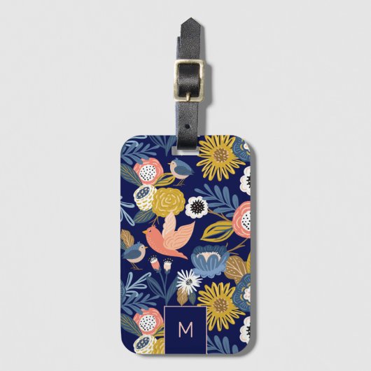 Abstract flessenpatroon en vogelpatroon Bagagelabel (Voorkant (verticaal))