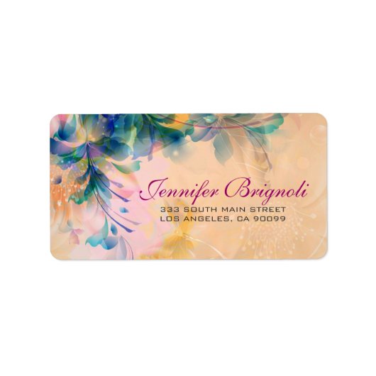 Abstract Floral Background Blue en beige Label (Voorkant)