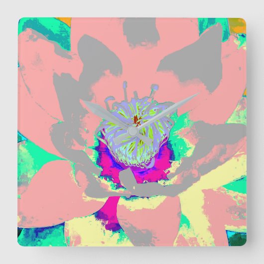 Abstract floral clock vierkante klok (Voorkant)