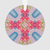 Abstract Floral Cross Acrylic Ornament (dos)