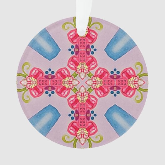 Abstract Floral Cross Acrylic Ornament (devant)