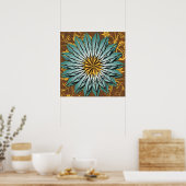 Abstract Floral Earth Tone Poster (Keuken)
