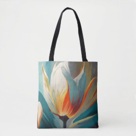 Abstract Floral Glow in Teal and Orange Draagtas