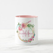 Abstract Floral Gold Wreator Hand Lettered Monogra Mok (Midden)