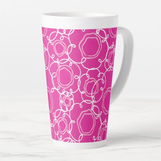 Abstract Floral Matrix (Hot Pink) Fine Art Latte Mok (Rechterhoek)