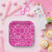 Abstract Floral Matrix (Hot Pink) Fine Art Papieren Bordje (Feest)