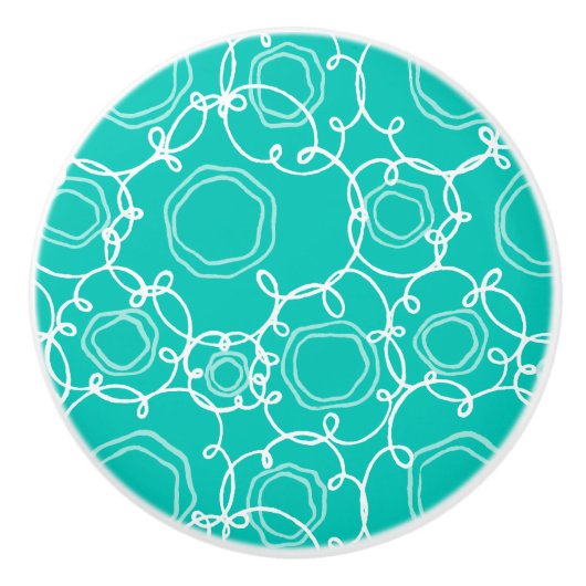 Abstract Floral Matrix (Teal) Fine Art Keramische Knop (Voorkant)