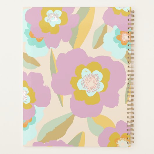 Abstract Floral Pastel Lila Patroon op maat Planner (Achterkant)