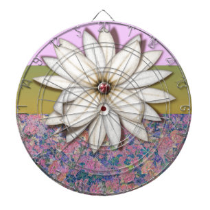 Abstract Floral Patroon in Roze en Blauw Dartbord