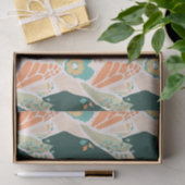  Abstract Floral Pattern Aqua Green Sinaasappel Tissuepapier (Geschenk)
