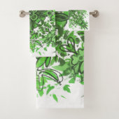Abstract Floral Pattern In Black & Green On White (En situation)