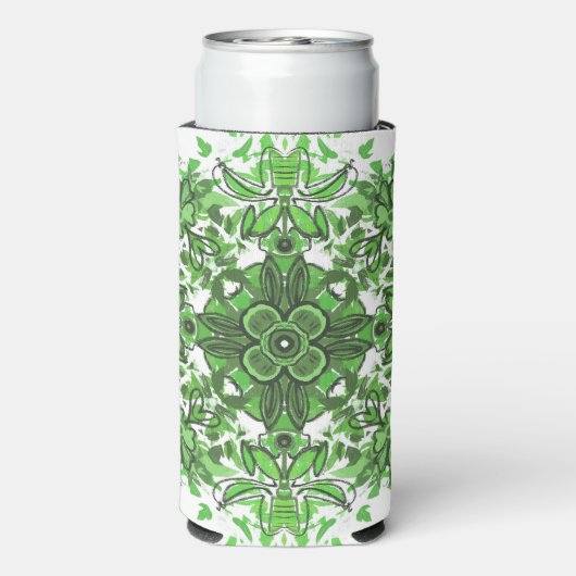 Abstract Floral Pattern In Black Green On White (Seltzer Achterkant)