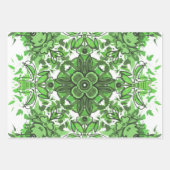 Abstract Floral Pattern In Black Green On White Inpakpapier Vel (Voorkant 3)