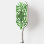 Abstract Floral Pattern In Black & Green On White Pickleball Paddle (Links)