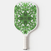 Abstract Floral Pattern In Black & Green On White Pickleball Paddle (Achterkant)