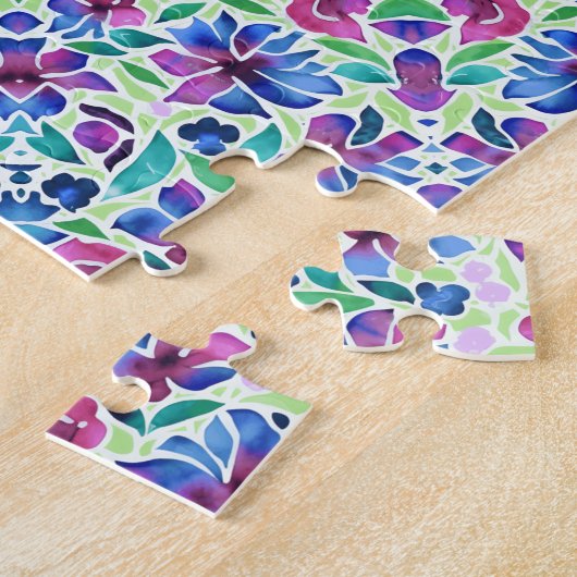 Abstract Floral Pattern - Jigzaag Puzzle Legpuzzel (Zijkant)