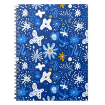 Abstract Floral Star Pattern Spiraalgebonden Notit