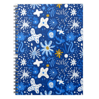 Abstract Floral Star Pattern Spiraalgebonden Notit Notitieboek