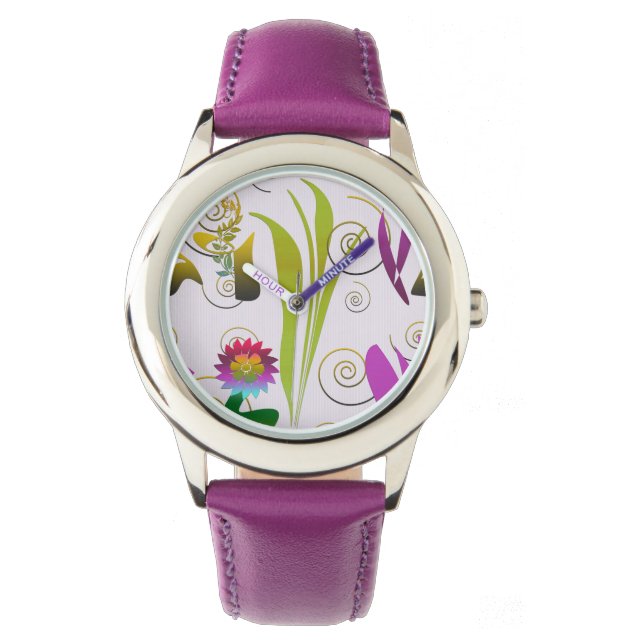 Abstract Floral with Spirals 6 Horloge (Voorkant)