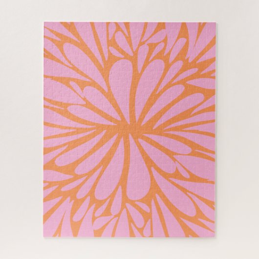 Abstract floreel barstpatroon pastel oranje & roze legpuzzel (Verticaal)
