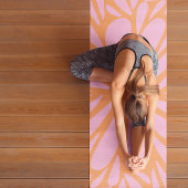 Abstract floreel barstpatroon pastel oranje & roze yogamat