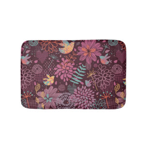 Abstract floreel patroon met vogels badmat