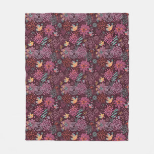 Abstract floreel patroon met vogels fleece deken