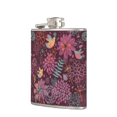 Abstract floreel patroon met vogels heupfles (Links)