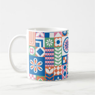 Abstract  floreel patroon. Scandinavisch en Koffiemok