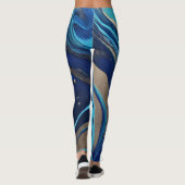 Abstract-Flow Art-Blue en Gold- Leggings (Achterkant)
