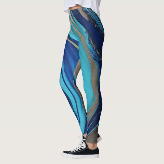 Abstract-Flow Art-Blue en Gold- Leggings (Links)