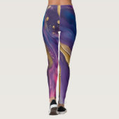 Abstract-Flow Art-Blue Paarse Roze en Goud- Leggings (Achterkant)