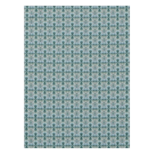 Abstract Flower Fractal Blauwgroen Wit Blauw Grijs Tafelkleed (Voorkant)