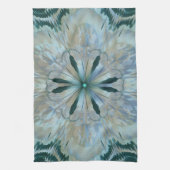 Abstract Flower Fractal Blauwgroen Wit Blauw Grijs Theedoek (Verticaal)