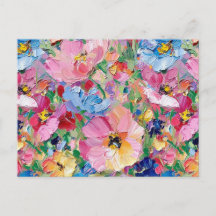 Abstract Flowers Impressionist Postcard