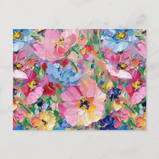 Abstract Flowers Impressionist Postcard Briefkaart