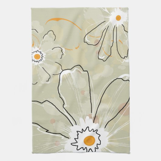 Abstract Flowers Microfiber Kitchen Towel Theedoek (Verticaal)