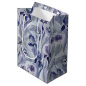 Abstract Flowers Pattern Indigo Purple Iris Medium Cadeauzakje (Voorkant Gekanteld)