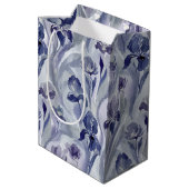 Abstract Flowers Pattern Indigo Purple Iris Medium Cadeauzakje (Achterkant Gekanteld)