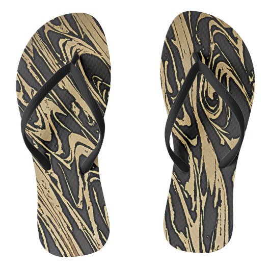 Abstract Fluid Art - Black Marble Effect Teenslippers (Voetbed)