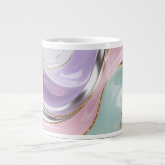 Abstract Fluid Art Pastel Mug – Trendy Pastel Art Extra Grote Beker (Voorkant)