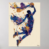 Abstract Fluid Ink Basketball Player – Modern Art Poster (Voorkant)
