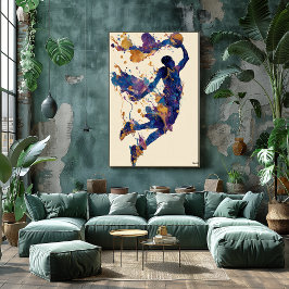 Abstract Fluid Ink Basketball Player – Modern Art Poster