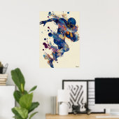Abstract Fluid Ink Football Player – Expressive  Poster (Thuiskantoor)