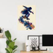 Abstract Fluid Ink Skater – Modern Motion Wall Art Poster (Thuiskantoor)