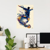 Abstract Fluid Ink Soccer Player – Modern Motion Poster (Thuiskantoor)