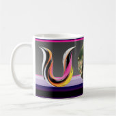 Abstract Fluid Letter U Neon Feather Koffiemok (Links)