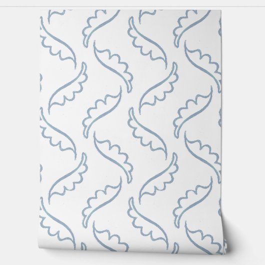 Abstract Foliage Modern Licht Wit en Blauw Behang (Afrollen)